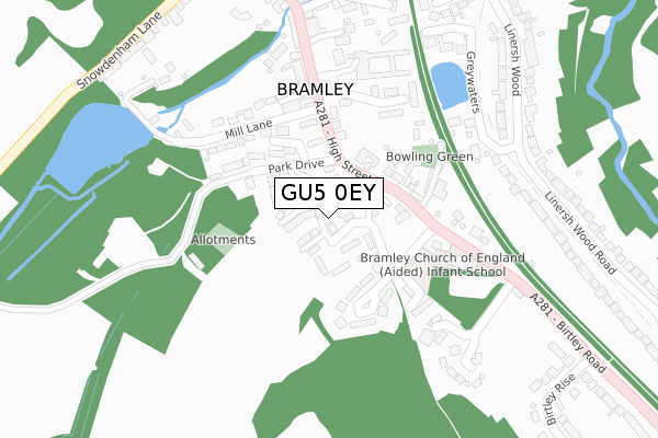 GU5 0EY map - large scale - OS Open Zoomstack (Ordnance Survey)