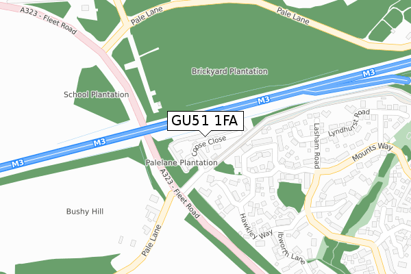 GU51 1FA map - large scale - OS Open Zoomstack (Ordnance Survey)