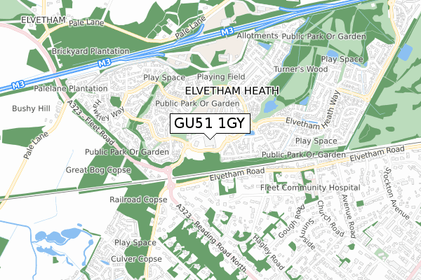 GU51 1GY map - small scale - OS Open Zoomstack (Ordnance Survey)