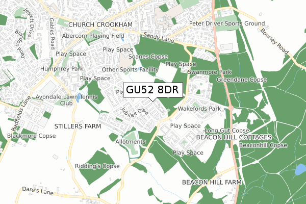 GU52 8DR map - small scale - OS Open Zoomstack (Ordnance Survey)