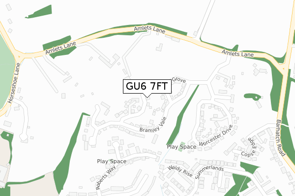 GU6 7FT map - large scale - OS Open Zoomstack (Ordnance Survey)