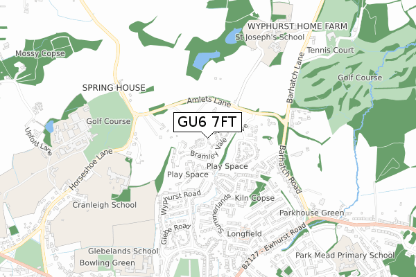 GU6 7FT map - small scale - OS Open Zoomstack (Ordnance Survey)