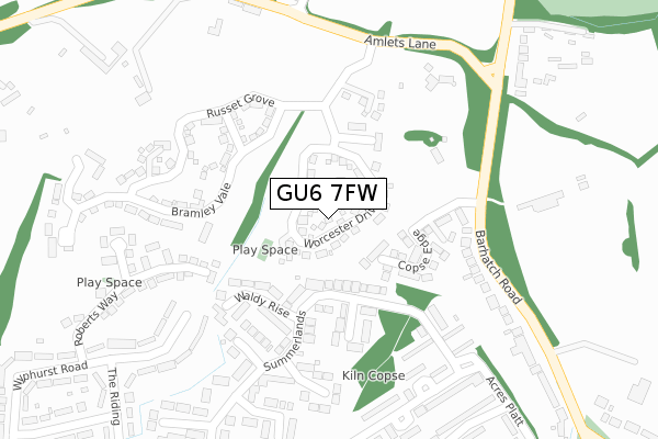 GU6 7FW map - large scale - OS Open Zoomstack (Ordnance Survey)