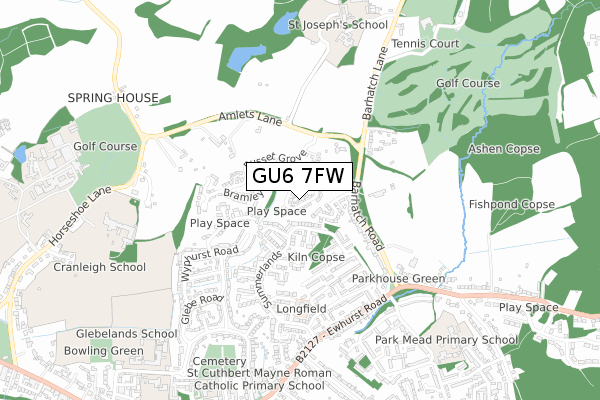 GU6 7FW map - small scale - OS Open Zoomstack (Ordnance Survey)