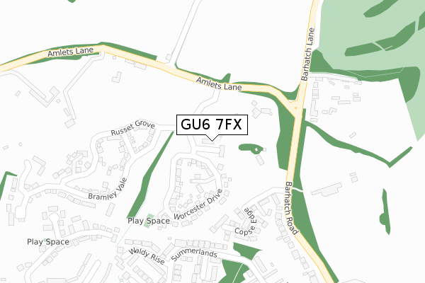 GU6 7FX map - large scale - OS Open Zoomstack (Ordnance Survey)