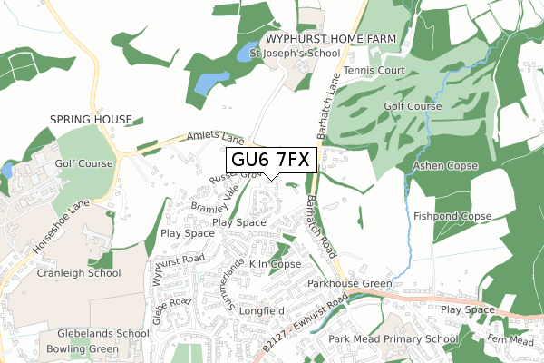 GU6 7FX map - small scale - OS Open Zoomstack (Ordnance Survey)