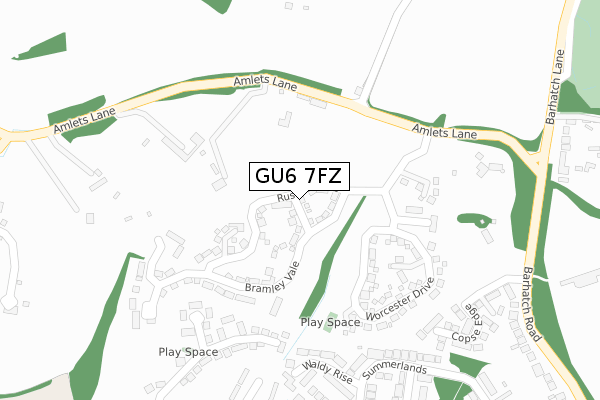 GU6 7FZ map - large scale - OS Open Zoomstack (Ordnance Survey)