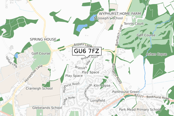 GU6 7FZ map - small scale - OS Open Zoomstack (Ordnance Survey)