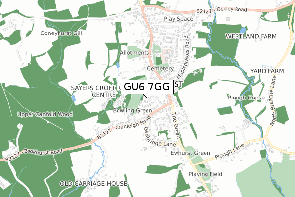 GU6 7GG map - small scale - OS Open Zoomstack (Ordnance Survey)