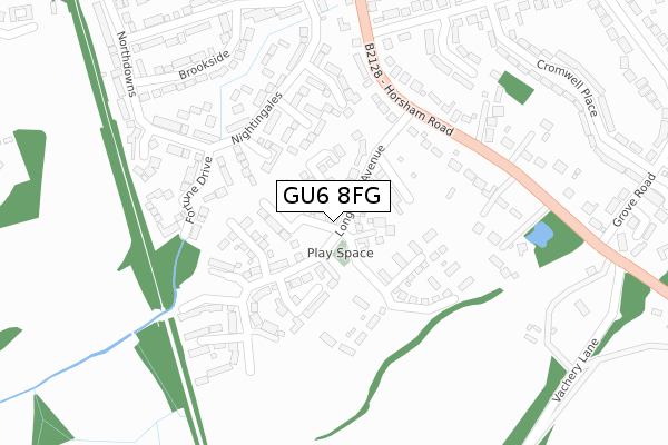 GU6 8FG map - large scale - OS Open Zoomstack (Ordnance Survey)