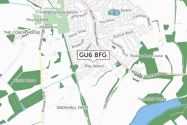 GU6 8FG map - small scale - OS Open Zoomstack (Ordnance Survey)