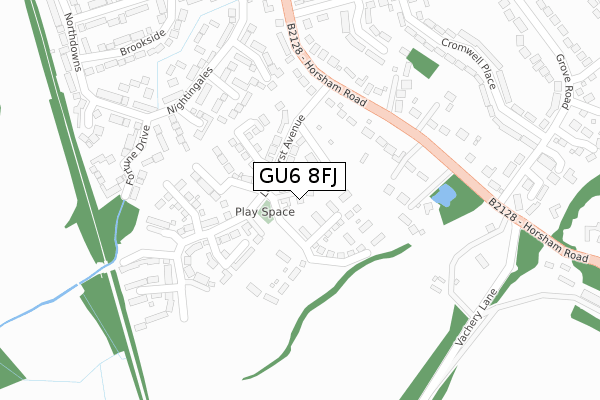 GU6 8FJ map - large scale - OS Open Zoomstack (Ordnance Survey)