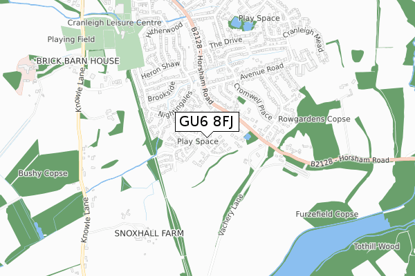 GU6 8FJ map - small scale - OS Open Zoomstack (Ordnance Survey)