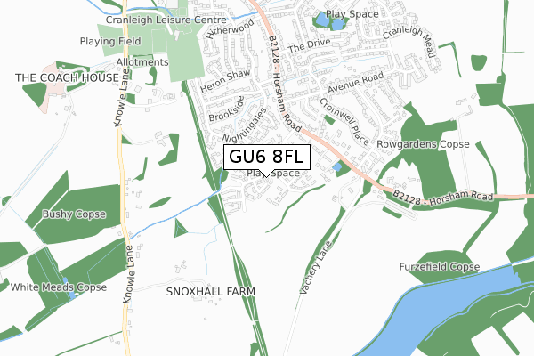 GU6 8FL map - small scale - OS Open Zoomstack (Ordnance Survey)