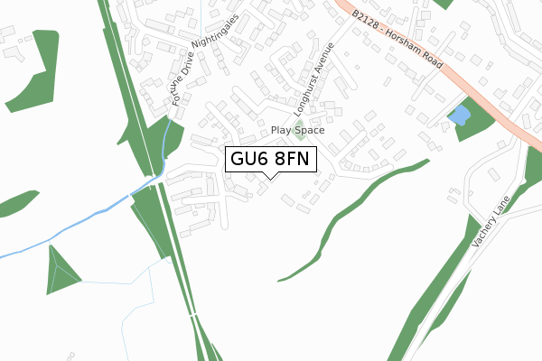 GU6 8FN map - large scale - OS Open Zoomstack (Ordnance Survey)