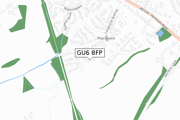 GU6 8FP map - large scale - OS Open Zoomstack (Ordnance Survey)