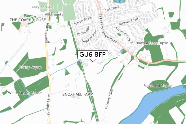 GU6 8FP map - small scale - OS Open Zoomstack (Ordnance Survey)