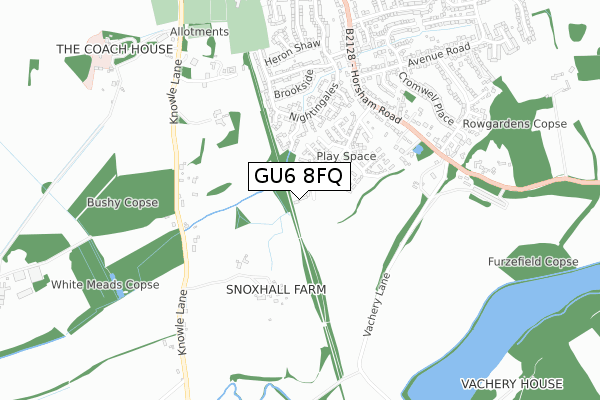 GU6 8FQ map - small scale - OS Open Zoomstack (Ordnance Survey)