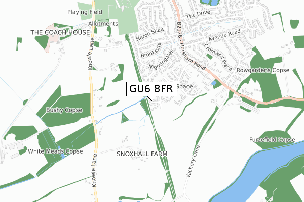 GU6 8FR map - small scale - OS Open Zoomstack (Ordnance Survey)