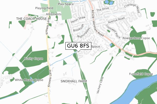 GU6 8FS map - small scale - OS Open Zoomstack (Ordnance Survey)