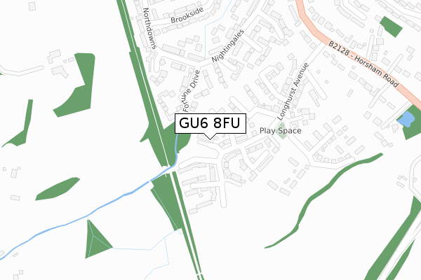 GU6 8FU map - large scale - OS Open Zoomstack (Ordnance Survey)