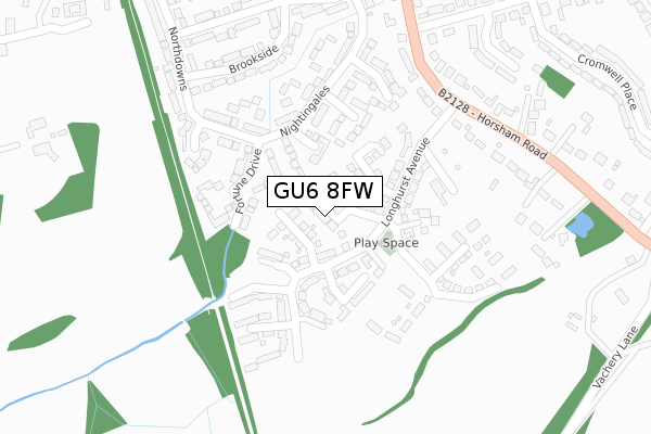 GU6 8FW map - large scale - OS Open Zoomstack (Ordnance Survey)