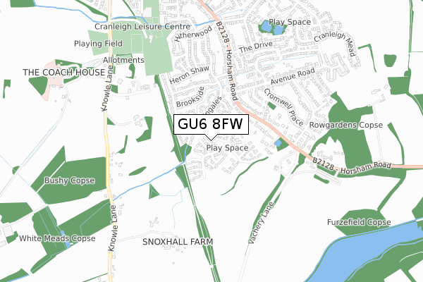 GU6 8FW map - small scale - OS Open Zoomstack (Ordnance Survey)