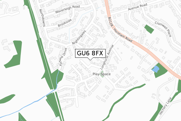 GU6 8FX map - large scale - OS Open Zoomstack (Ordnance Survey)