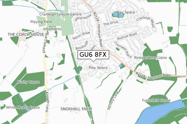 GU6 8FX map - small scale - OS Open Zoomstack (Ordnance Survey)