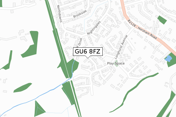 GU6 8FZ map - large scale - OS Open Zoomstack (Ordnance Survey)