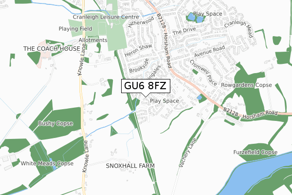 GU6 8FZ map - small scale - OS Open Zoomstack (Ordnance Survey)