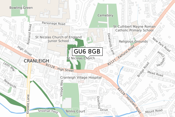 GU6 8GB map - large scale - OS Open Zoomstack (Ordnance Survey)