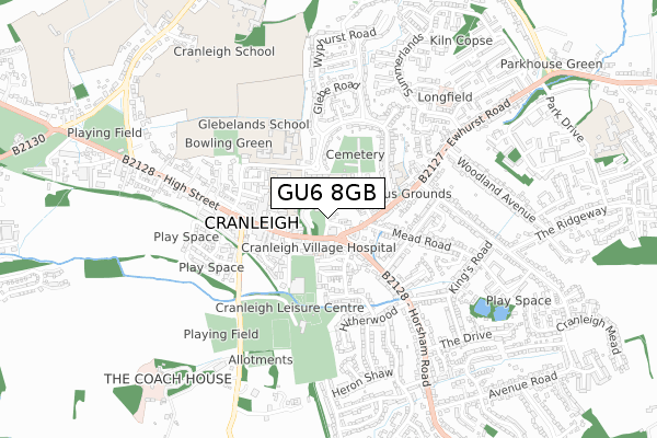 GU6 8GB map - small scale - OS Open Zoomstack (Ordnance Survey)