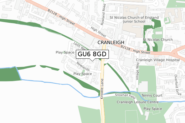 GU6 8GD map - large scale - OS Open Zoomstack (Ordnance Survey)