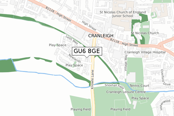 GU6 8GE map - large scale - OS Open Zoomstack (Ordnance Survey)