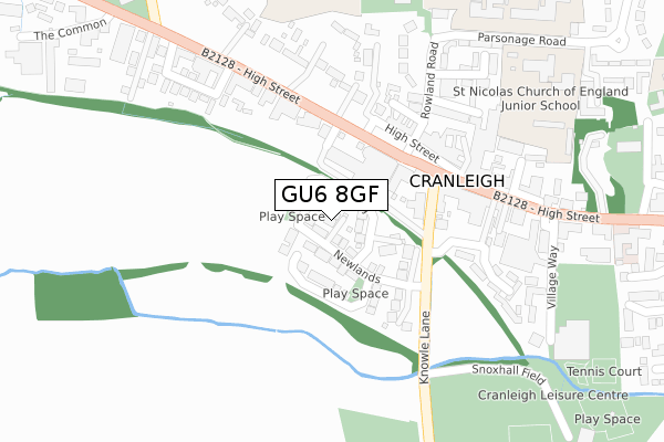 GU6 8GF map - large scale - OS Open Zoomstack (Ordnance Survey)