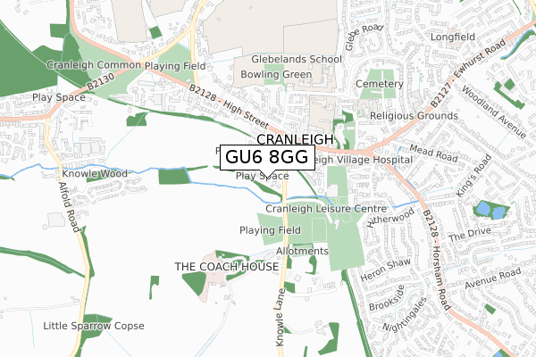 GU6 8GG map - small scale - OS Open Zoomstack (Ordnance Survey)