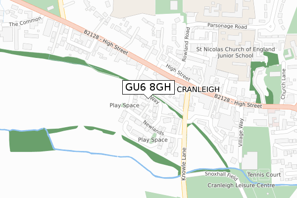 GU6 8GH map - large scale - OS Open Zoomstack (Ordnance Survey)