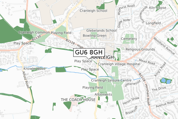 GU6 8GH map - small scale - OS Open Zoomstack (Ordnance Survey)