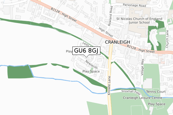 GU6 8GJ map - large scale - OS Open Zoomstack (Ordnance Survey)