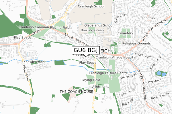 GU6 8GJ map - small scale - OS Open Zoomstack (Ordnance Survey)