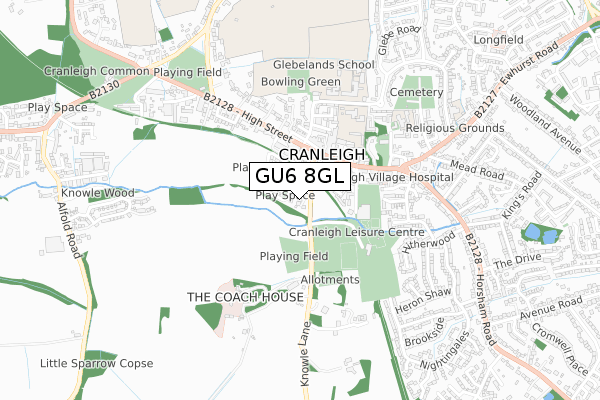 GU6 8GL map - small scale - OS Open Zoomstack (Ordnance Survey)