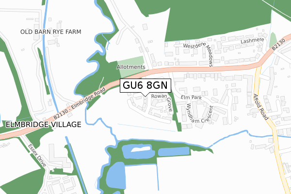 GU6 8GN map - large scale - OS Open Zoomstack (Ordnance Survey)