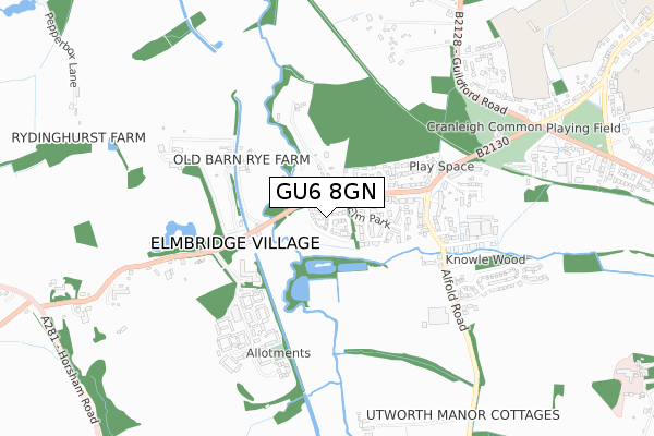 GU6 8GN map - small scale - OS Open Zoomstack (Ordnance Survey)