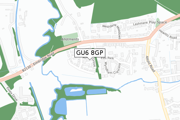 GU6 8GP map - large scale - OS Open Zoomstack (Ordnance Survey)