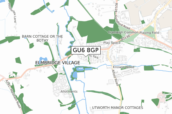 GU6 8GP map - small scale - OS Open Zoomstack (Ordnance Survey)