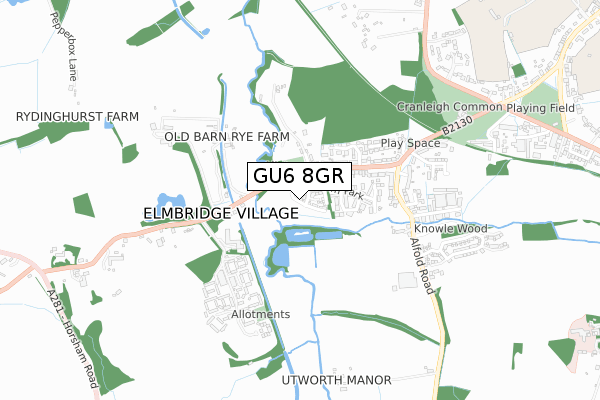 GU6 8GR map - small scale - OS Open Zoomstack (Ordnance Survey)