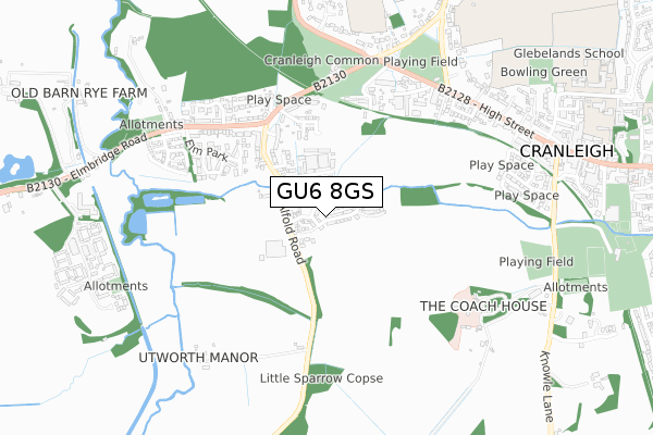 GU6 8GS map - small scale - OS Open Zoomstack (Ordnance Survey)