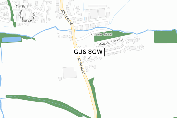 GU6 8GW map - large scale - OS Open Zoomstack (Ordnance Survey)