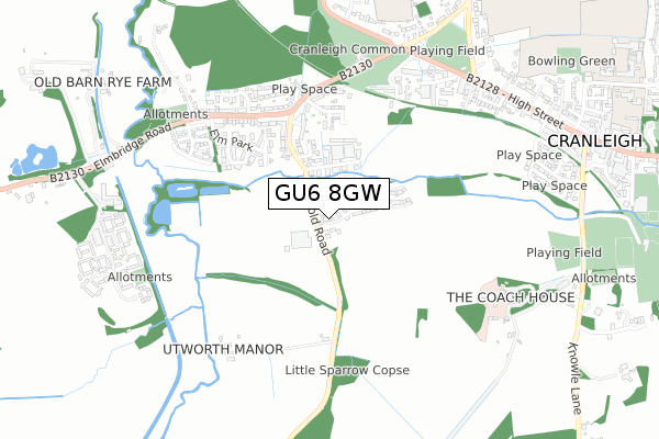 GU6 8GW map - small scale - OS Open Zoomstack (Ordnance Survey)